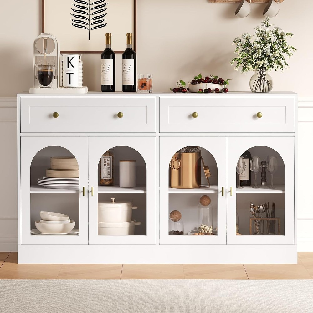 Modern 55" Sideboard Buffet Cabinet – Doors, Storage Drawers, Adjustable Shelves