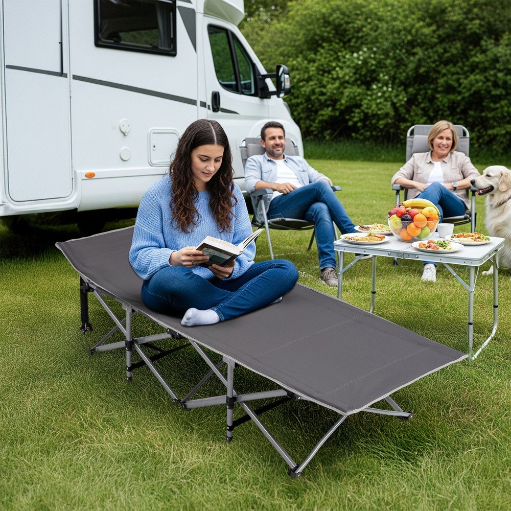 Folding Camping Cot Bed with Soft Pad, Portable Outdoor Cot