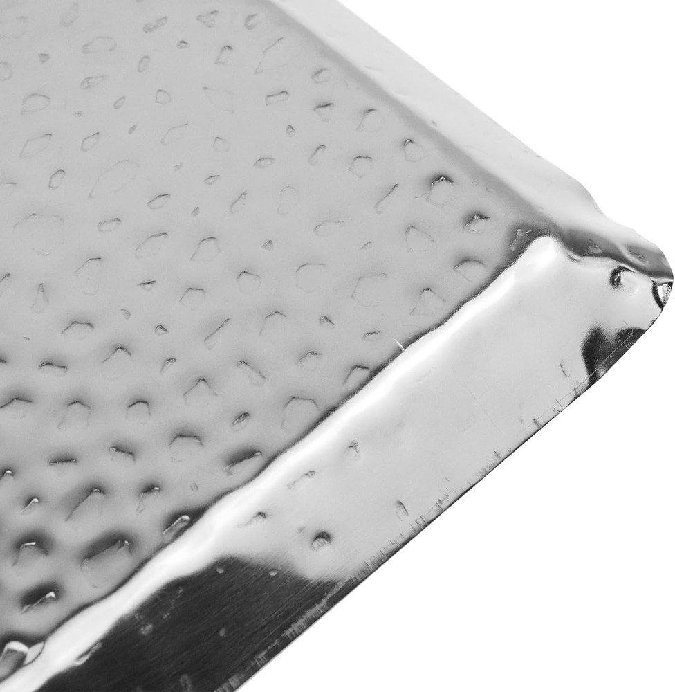 Hammered Rectangular Tray,Stainless Steel Decorative Tray,Silver Serving Trays,S