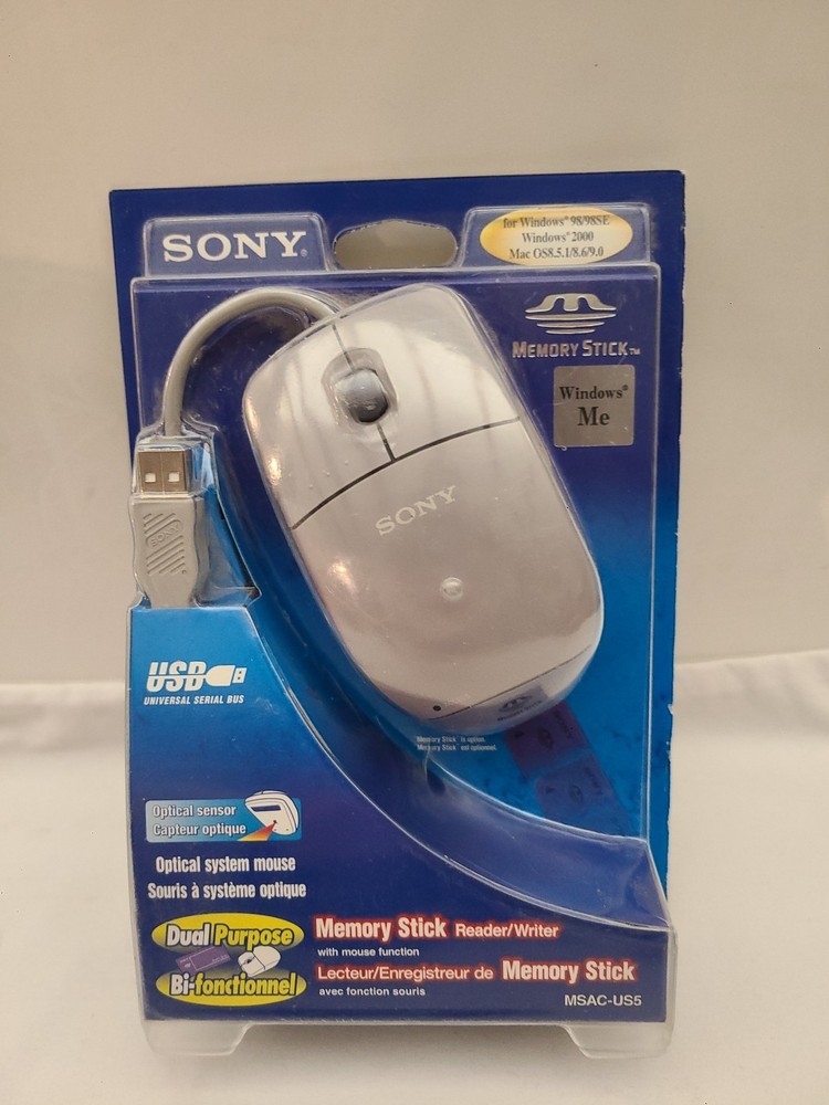 Vintage / Sony Memory Stick Reader Writer USB Optical Mouse / MSAC-US5 / Sealed
