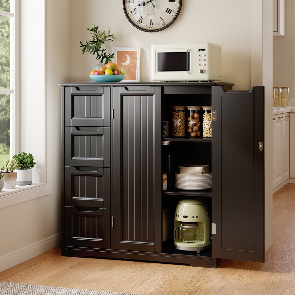 43" H Kitchen Pantry Storage Cabinet with Adjustable Shelves for Kitchen