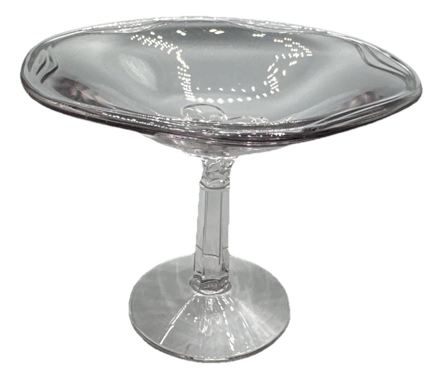 Clear Compote /Candy Dish  Stem  Glass  4.75” Tall