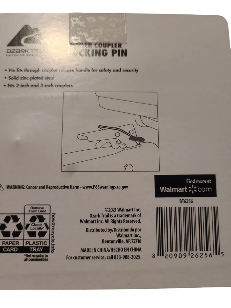 Ozark Trail Trailer Coupler Locking Pin