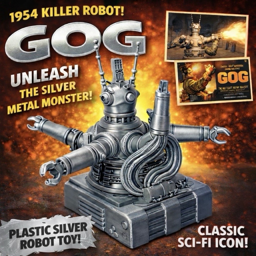 Gog (1954) Killer Robot Metallic Silver Toy