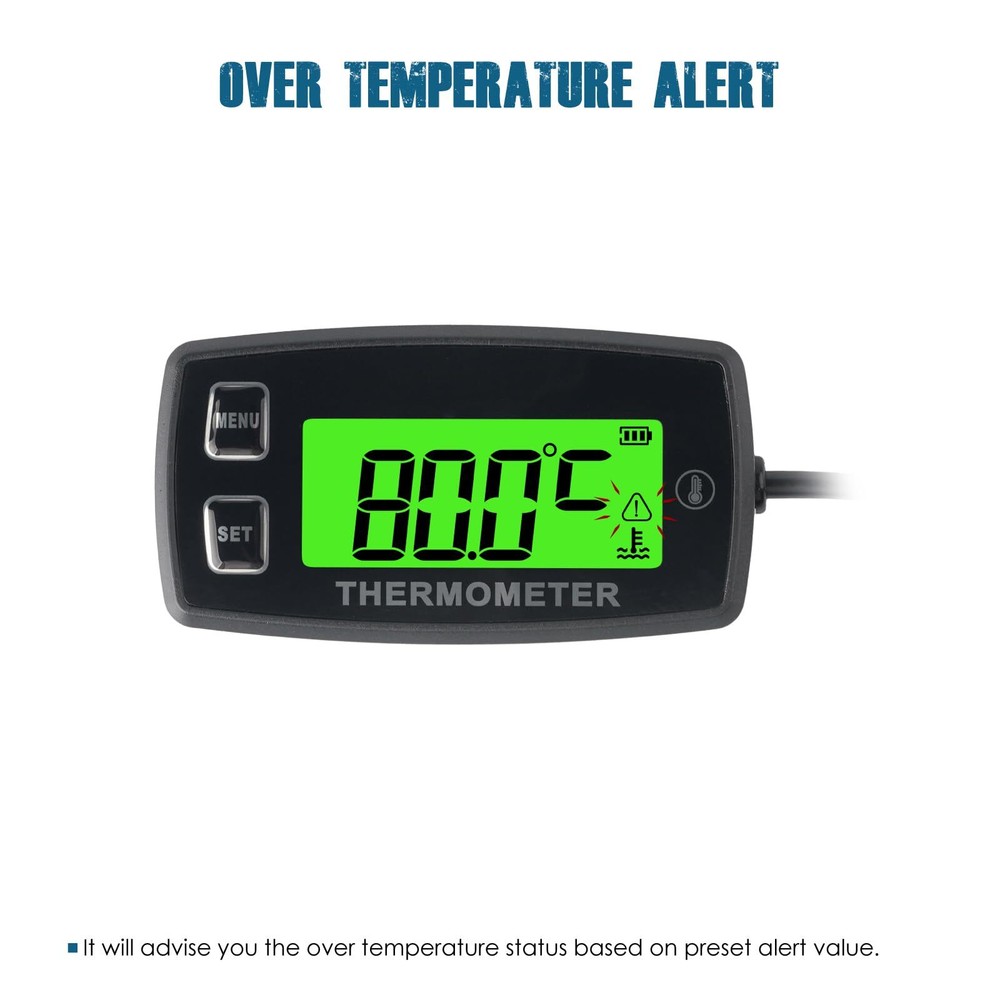 Digital LCD Engine Temperature Display Over Temperature Warning Green Backlight...