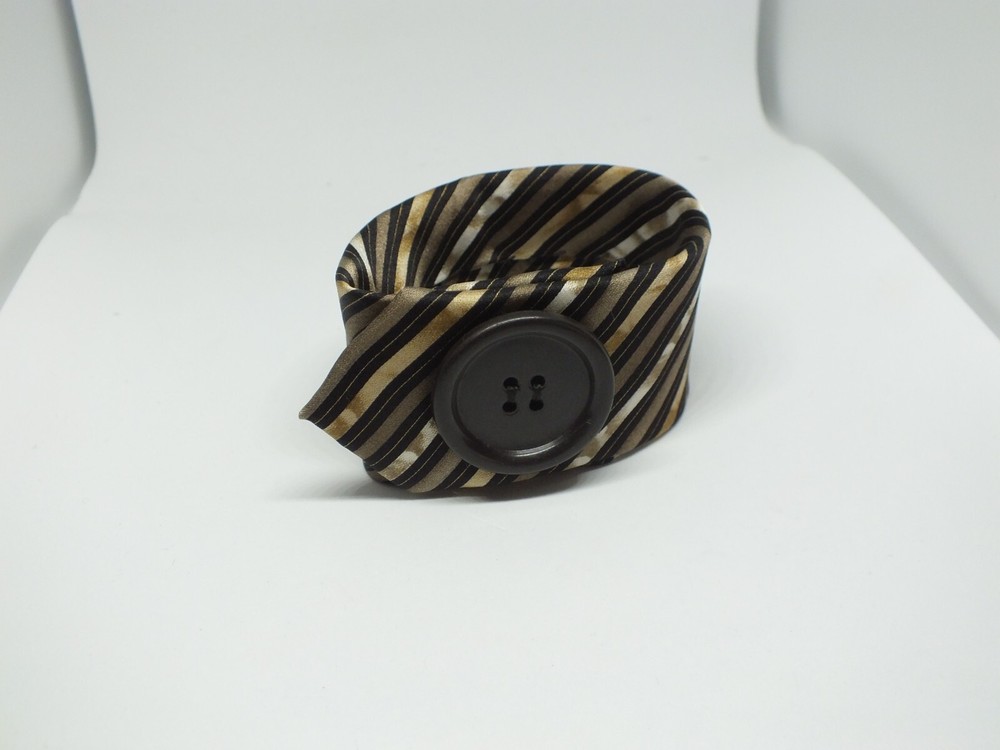 Upcycled Repurposed Tie BOHO Bracelets Snap Closure Button 6 1/2 to 8" Long