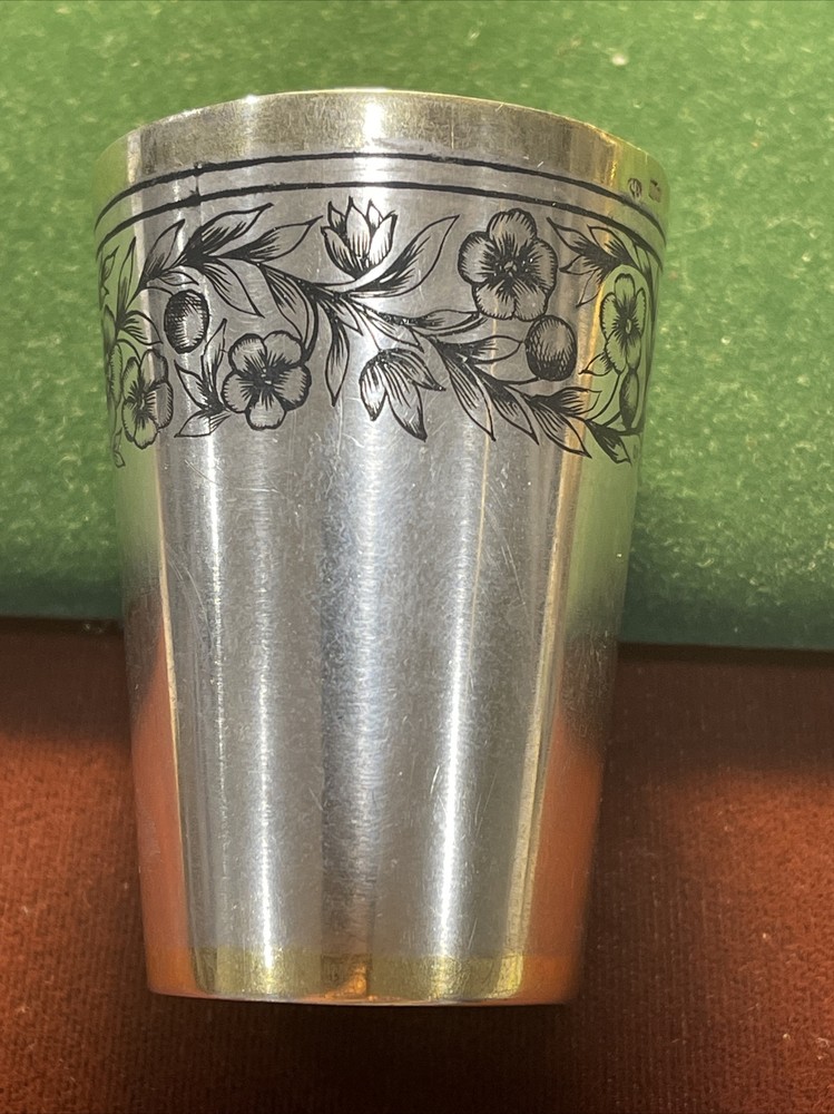 Soviet/ Russian silver .875 Decorative gilded glass for vodka / cognac 60 grams