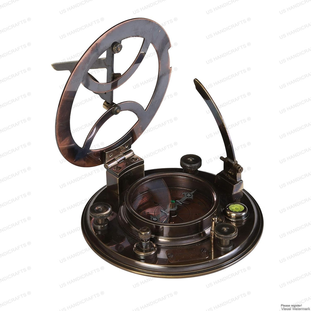 Personalized Copper Pocket Sundial Compass - Nautical Home Decor Gift