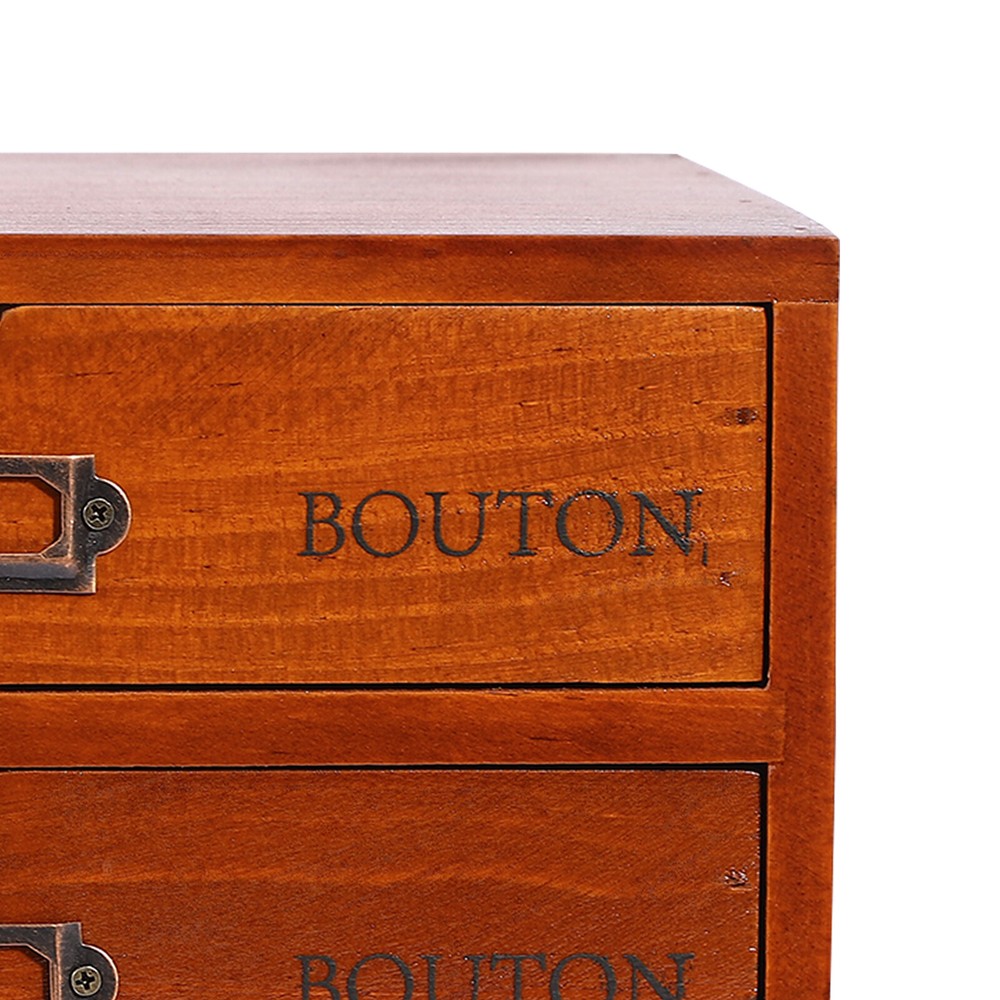 5 PCS Wooden Desktop Organizers Retro Rectangular Storage Drawers For Tabletop