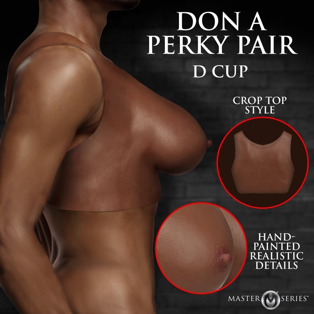 Master Series Perky Pair D-Cup Silicone Breasts - Dark