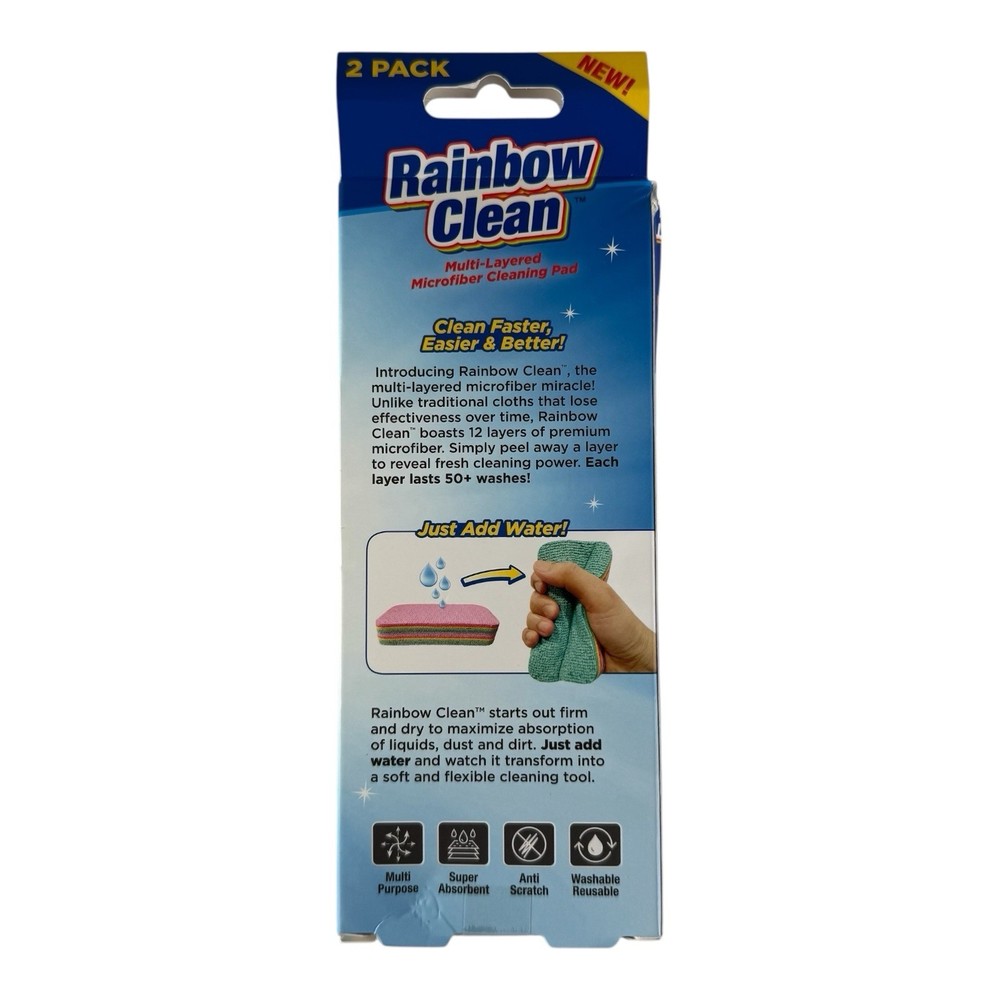 Rainbow Clean Multi-Layered Microfiber Cleaning Pad 24 Peel Away Pads New