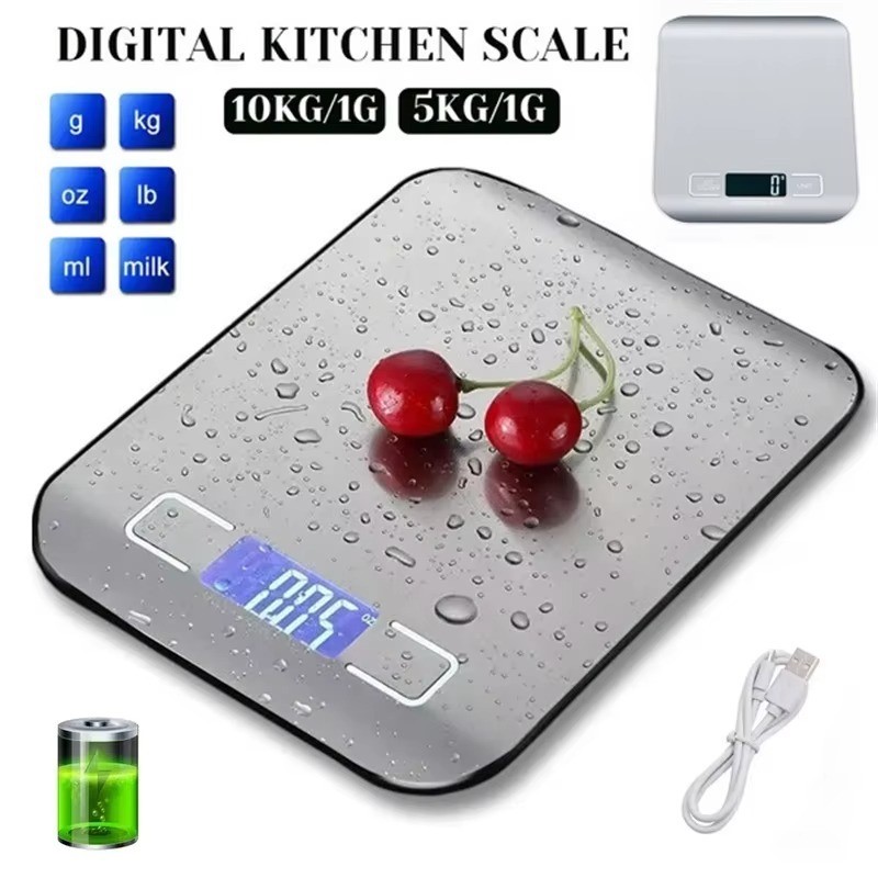 Portable Electronic Digital Kitchen Scale With Timer High Precision LED Display