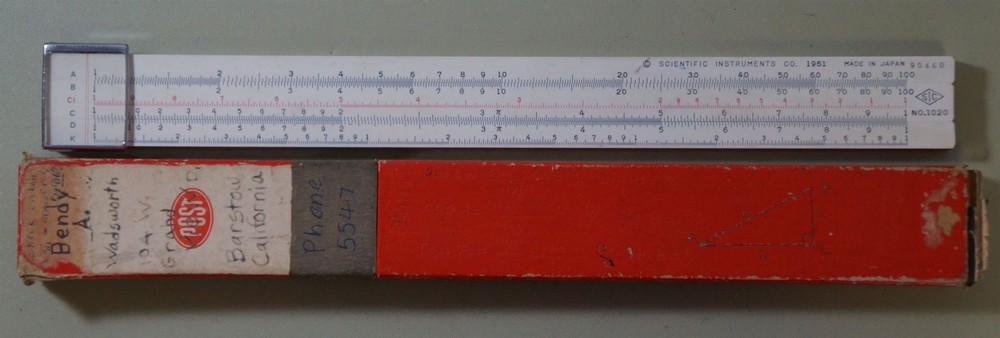 Fredrick Post Model 1447 Student 10 inch Slide Rule ( Mannheim Type) w/ case