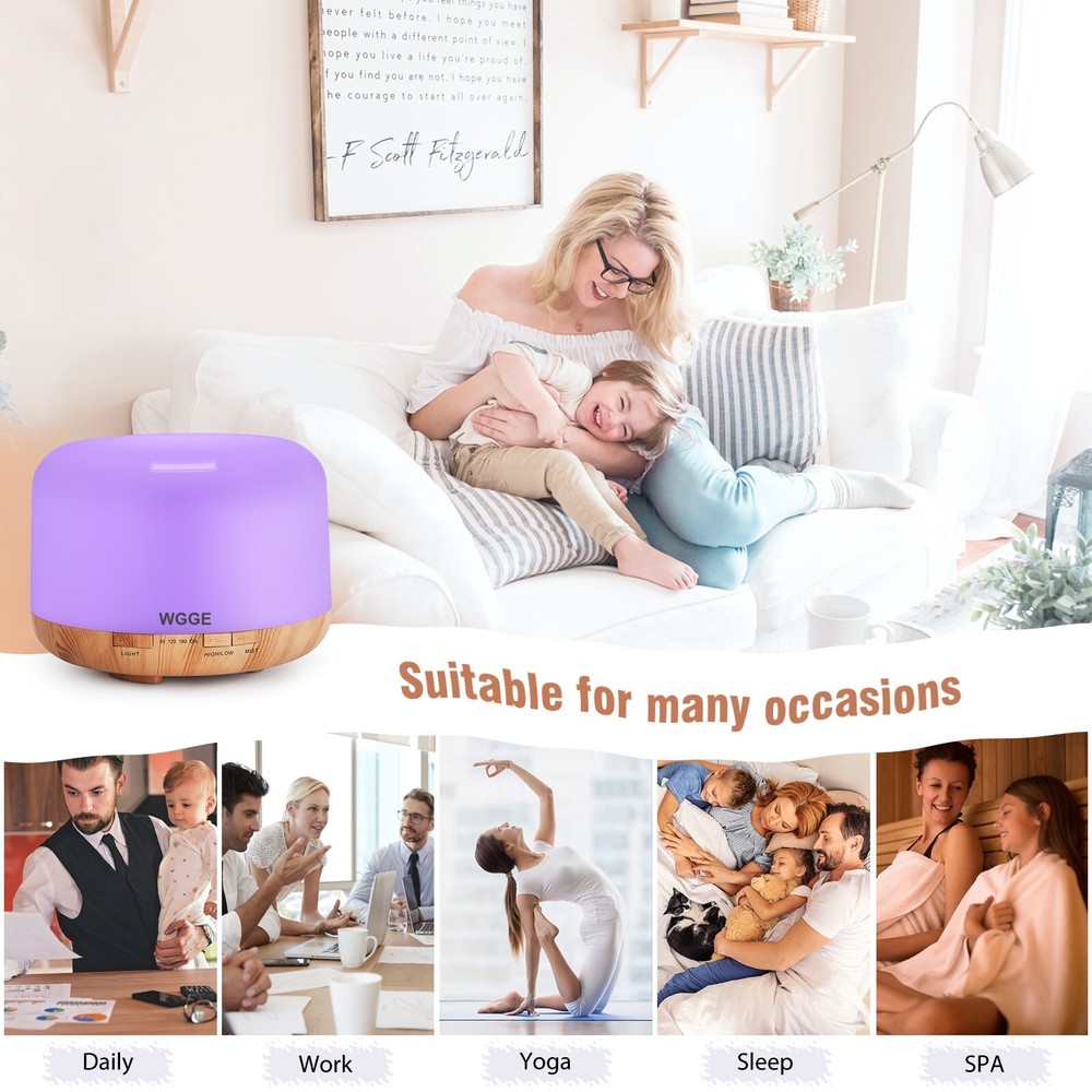 Essential Oil Diffuser 500ML Aromatherapy Diffuser Mist Humidifiers 7 Color LED