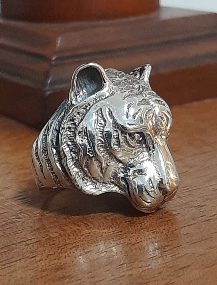 925 SILVER RING Men SEAL Tiger Ring Sterling Man $