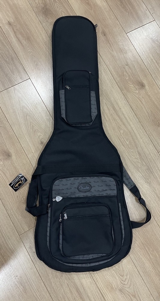 Fender Medium Gig Bag Black Gray Fully Lined Carry Handle Strap Zippered Pockets
