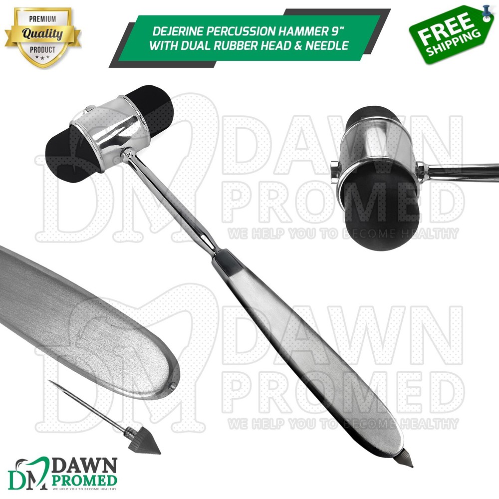 Dejerine Percussion Hammer 9" W/Dual Rubber Head & Needle Diagnostic Instruments