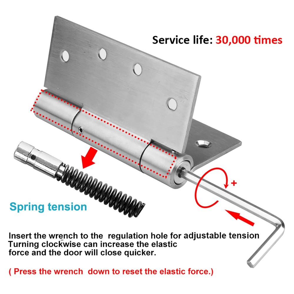 3 Pack 4 X 4 Self Closing Door Hinges Adjustable Tension Spring Hinges Stainle