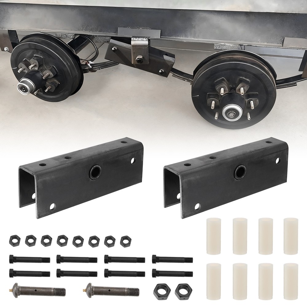 Pair Trailer Suspension Rebuilt Kit Slipper Spring 12" Equalizer Bushings Bolts