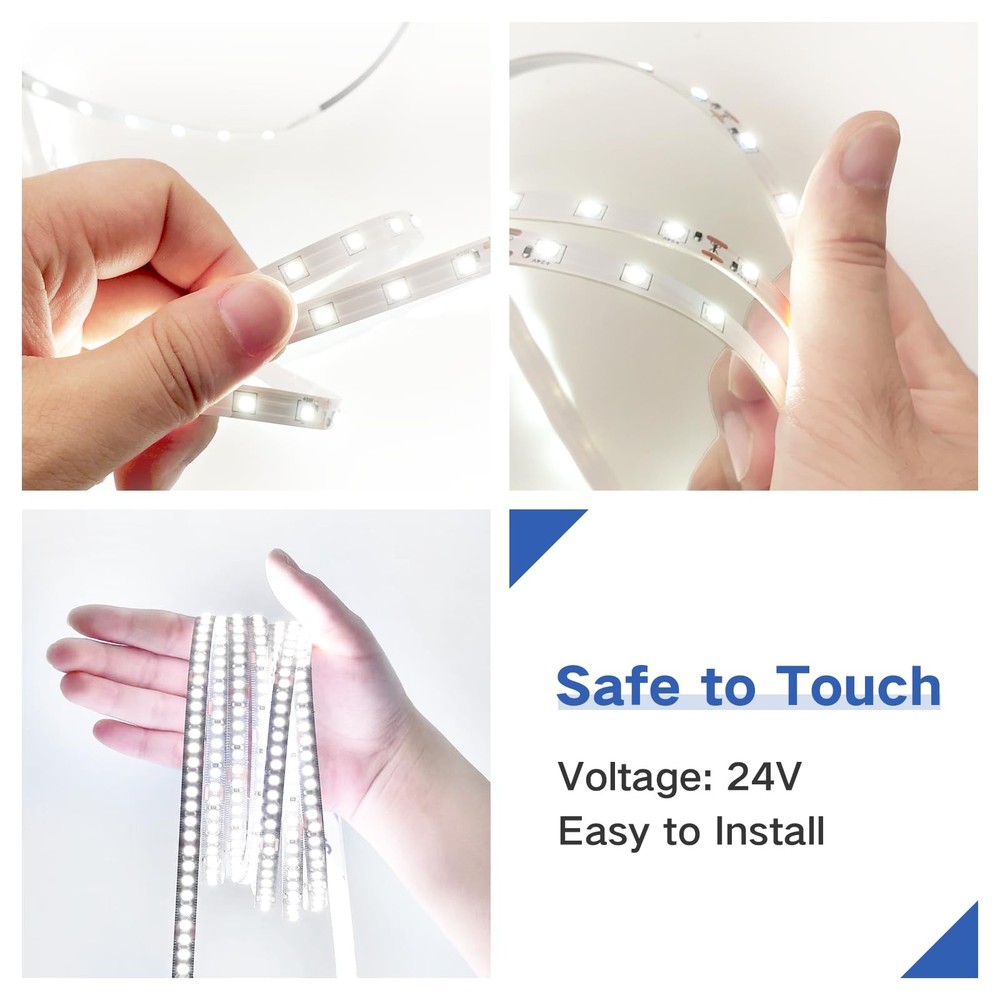 White Led Strip Lights for Bedroom Small Dimmable LED 16.4FT, Daylight