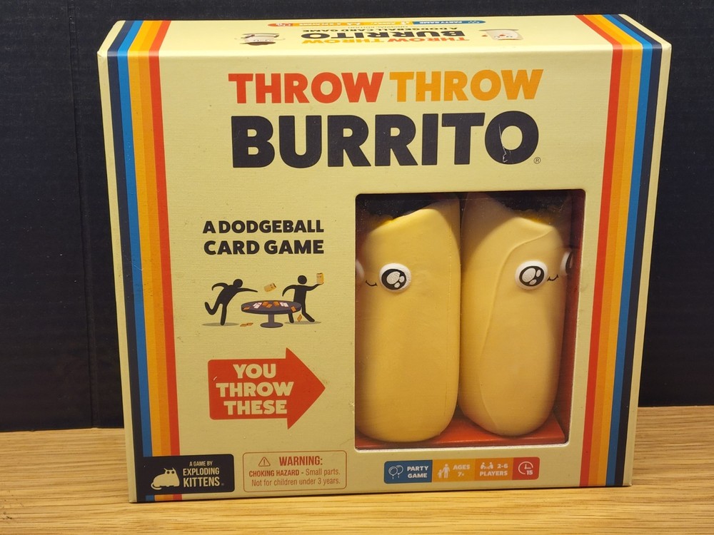 Throw Throw Burrito Dodgeball Card Game 2024 Exploding Kittens EUC Complete