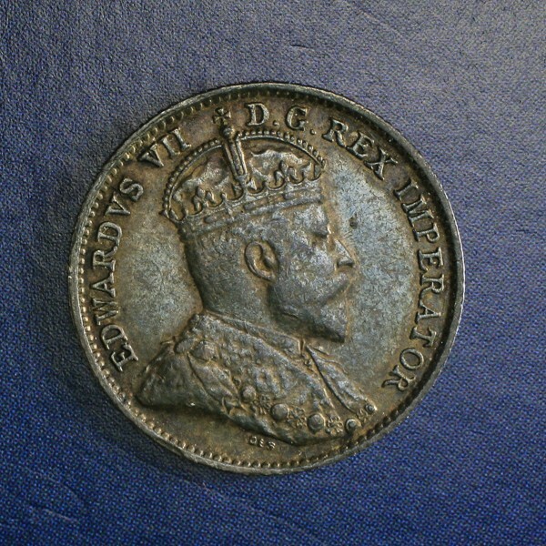 1910 Canadian 5 Cent Silver AU