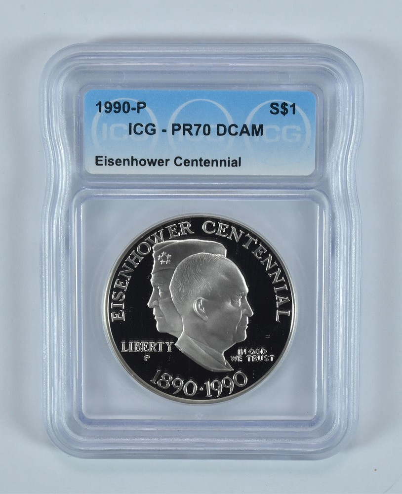 1990-P Eisenhower Commemorative Dollar PR70 DCAM ICG