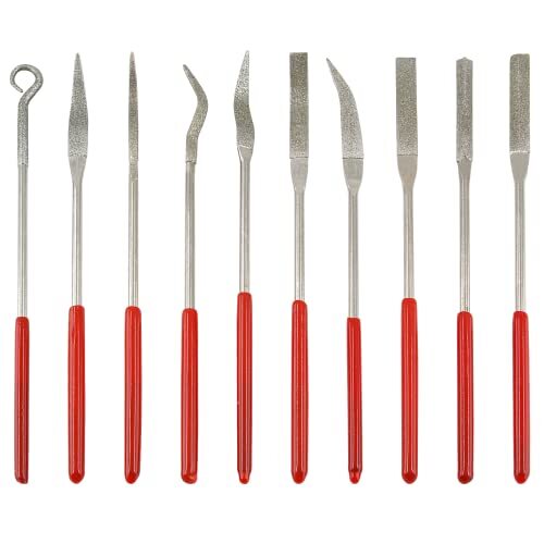 10 Pieces Mini Needle File Set, Multipurpose Small Diamond 3x140mm Bent Tool