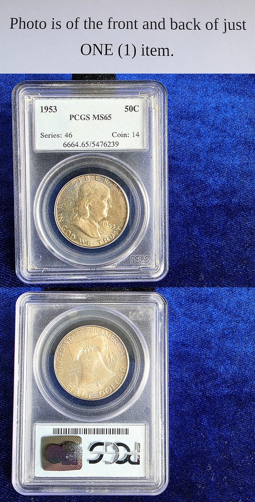 1953 Franklin Half Dollar PCGS MS65 Toned