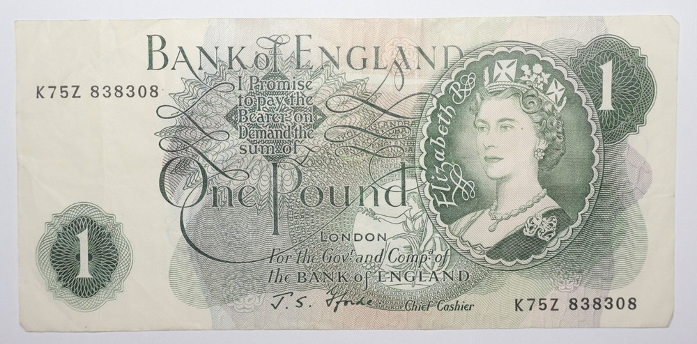 1960's Great Britain 1 Pound Note XF EXTRA FINE