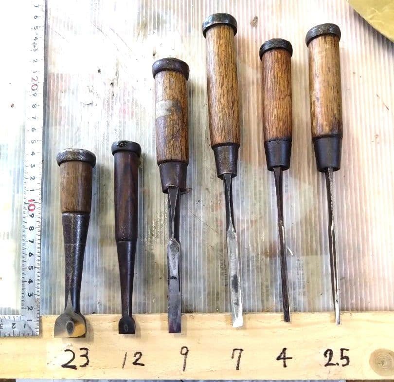 Vintage Japanese Chisel Set Tool 6 Pieces Small Craft Resharpened