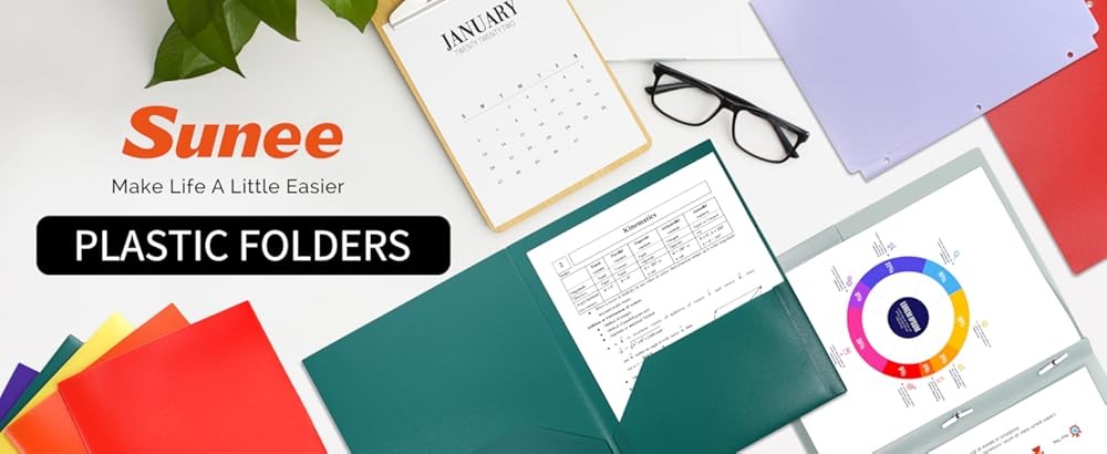 3 Hole Folders with Poets Plastic Folders for 3 Ring Binder, Heavy