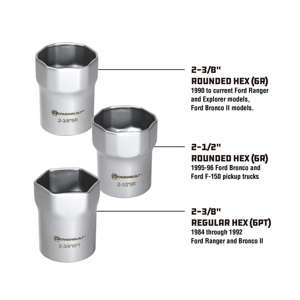 Powerbuilt Wheel Bearing Locknut Socket Set, 7 Piece Remover Silver, Silver