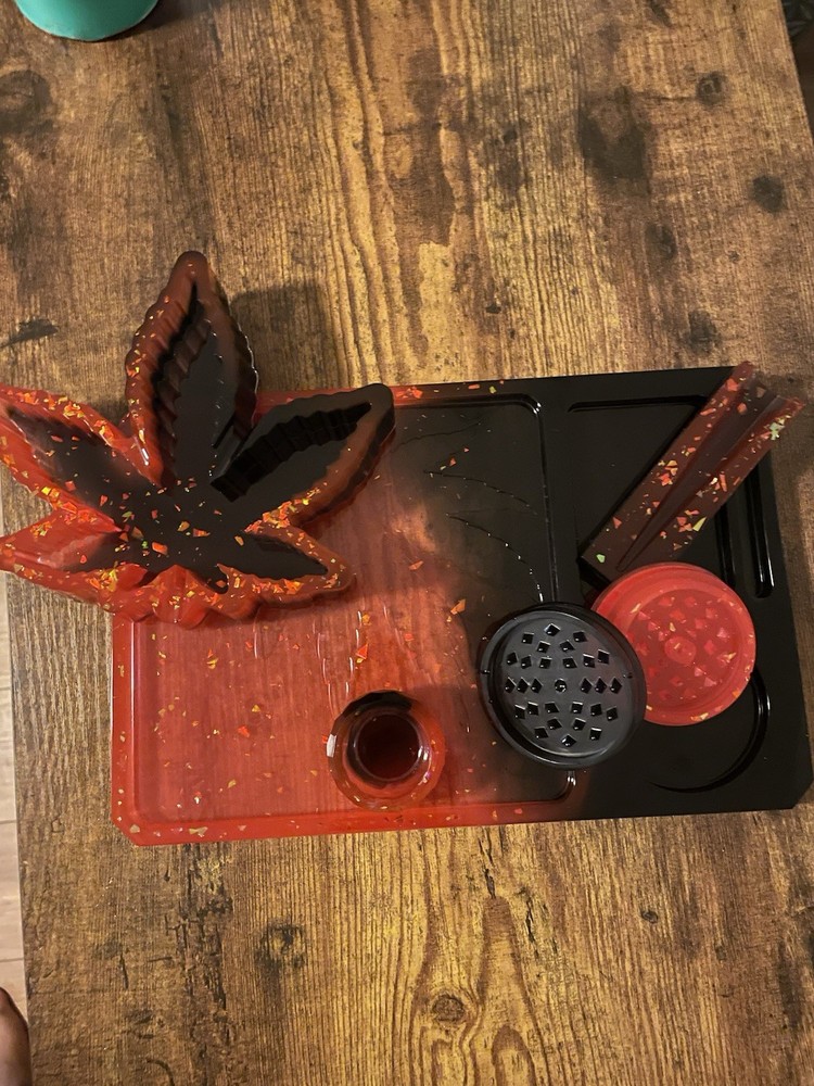 Custom 5 Piece Red And Black Roller Tray Set