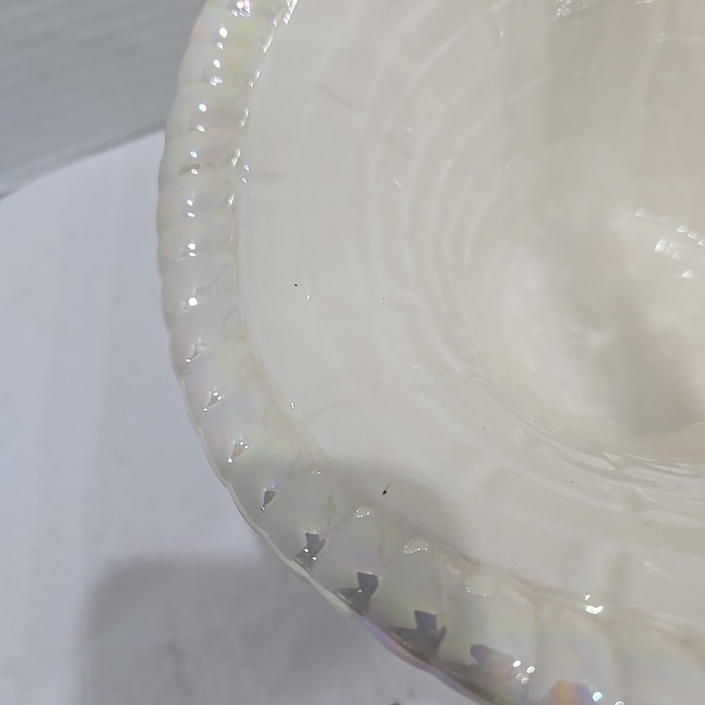 Vintage Iridescent Easter Basket Ceramic Atlantic Mold 10" GREAT SHAPE!!!