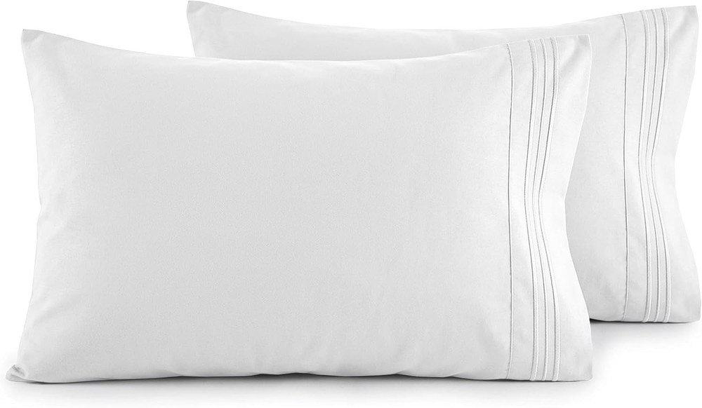 Ultra-Soft Standard/Queen Pillowcases - 2-Piece 1500 Thread Count Set, White