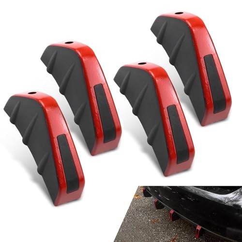 Car Lower Bumper Lip Diffuser, Anti-scratch Triangular-shape Bumper 4 PCS Red