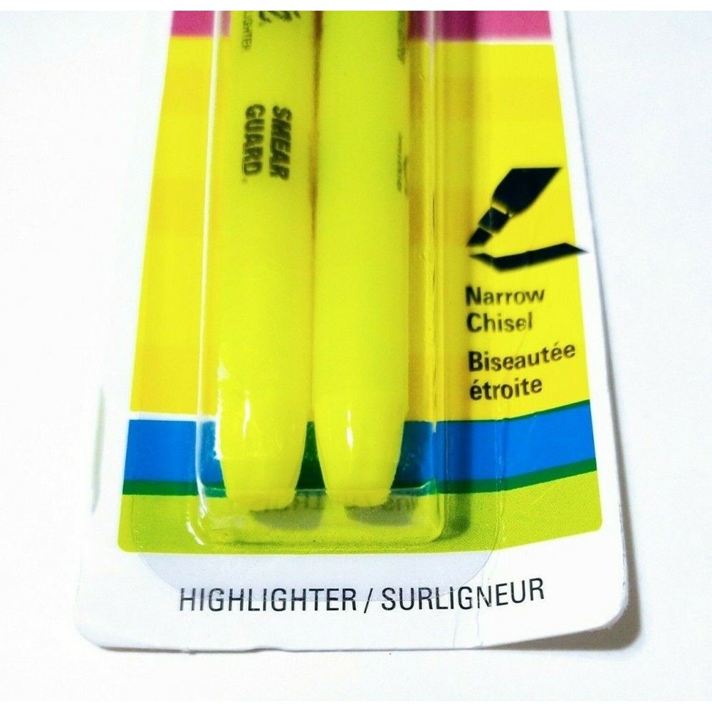 Sharpie Accent Fluorescent Yellow Highlighters, Narrow Chisel, 2 Count Pack