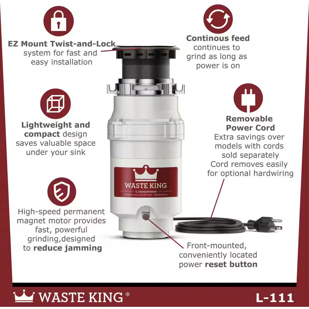 Legend Series 1/3 HP Continuous Feed Garbage Disposal