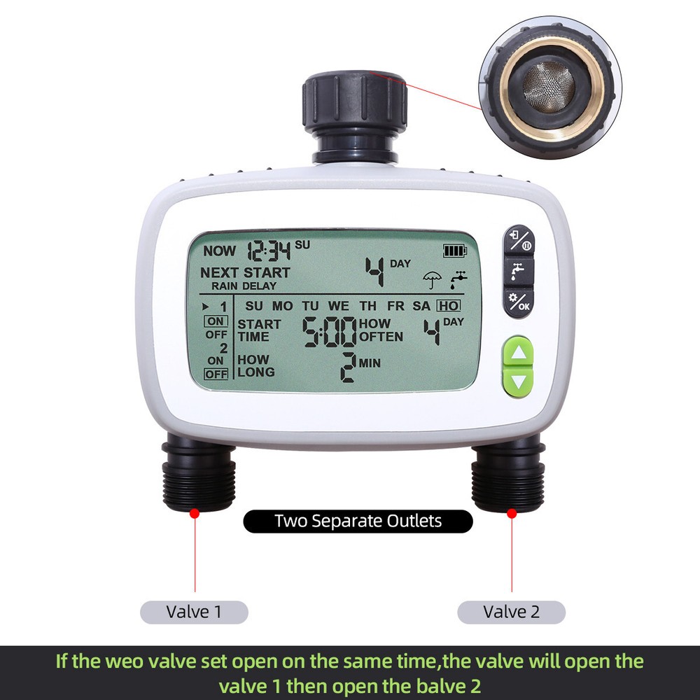 2 Out-lets Irrigation Computer Automatic Water Timer for Garden Plants