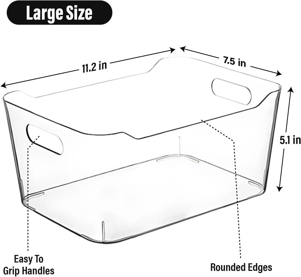 BPA-Free Stackable Storage Bins - Large Clear Organizers for Multi-Purpose Use