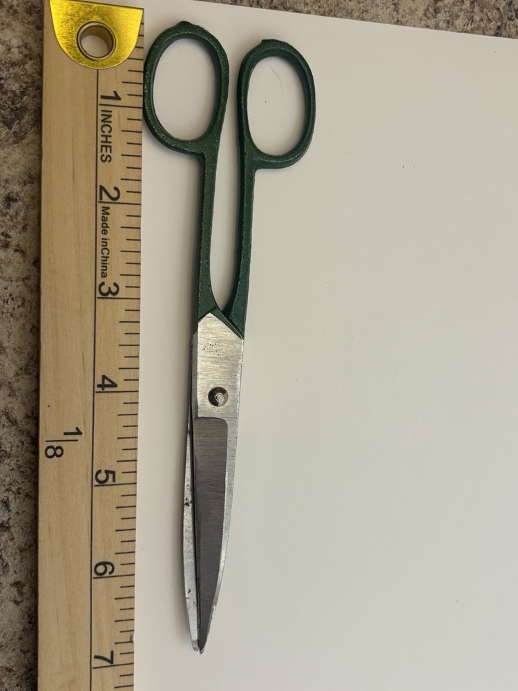 Vintage 7 Inch Scissors Green Sharp