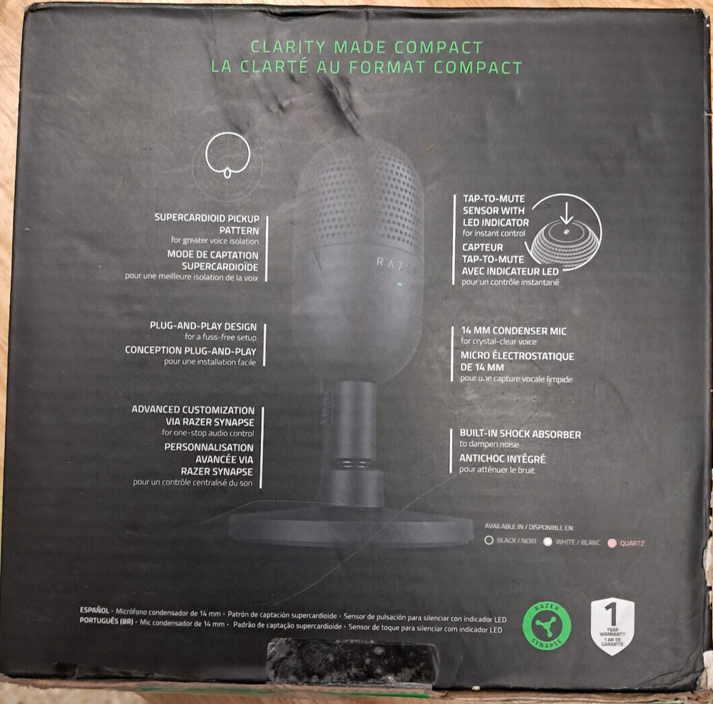 Razer Siren Mini Ultra Condenser Microphone Open Box .
