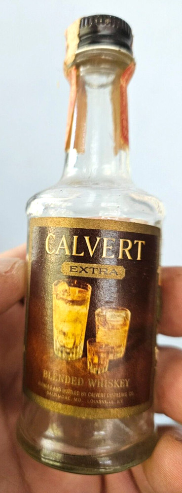 Calvert Extra Blended Whiskey 1/10 Pint Empty Glass Bottle got extra buzzed