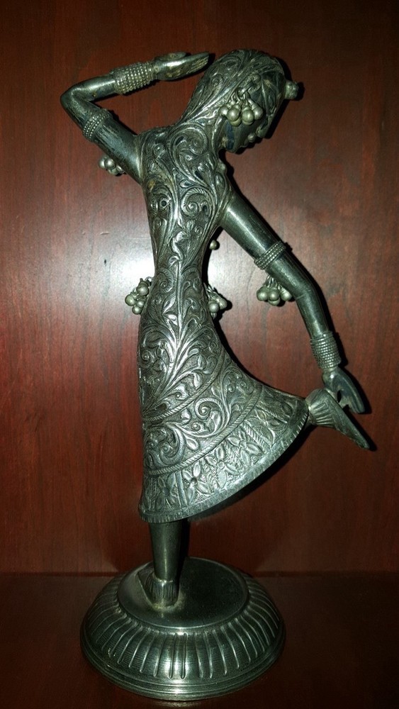 Antique Circa 1900 Engraved Sterling Silver Dancing Dangle Figure Dancer 9.5”