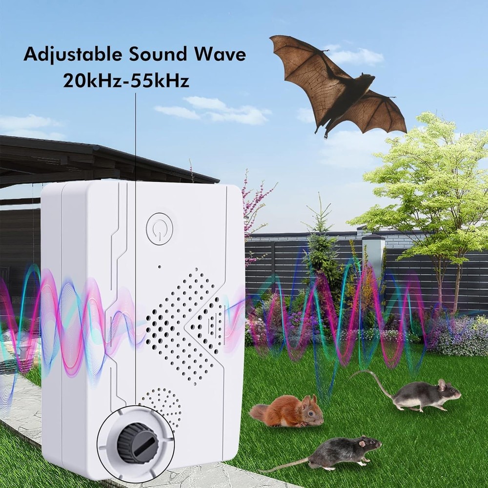 2 Pack Ultrasonic Mice Bat Repellent Devices, Roach Killer Rodent 2