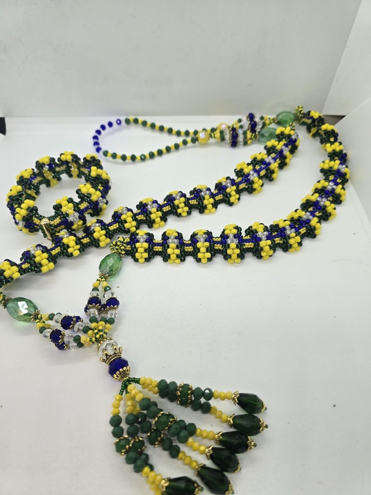 Set de collar e idde ORULA CON YEMAYA Deluxe Tejido
