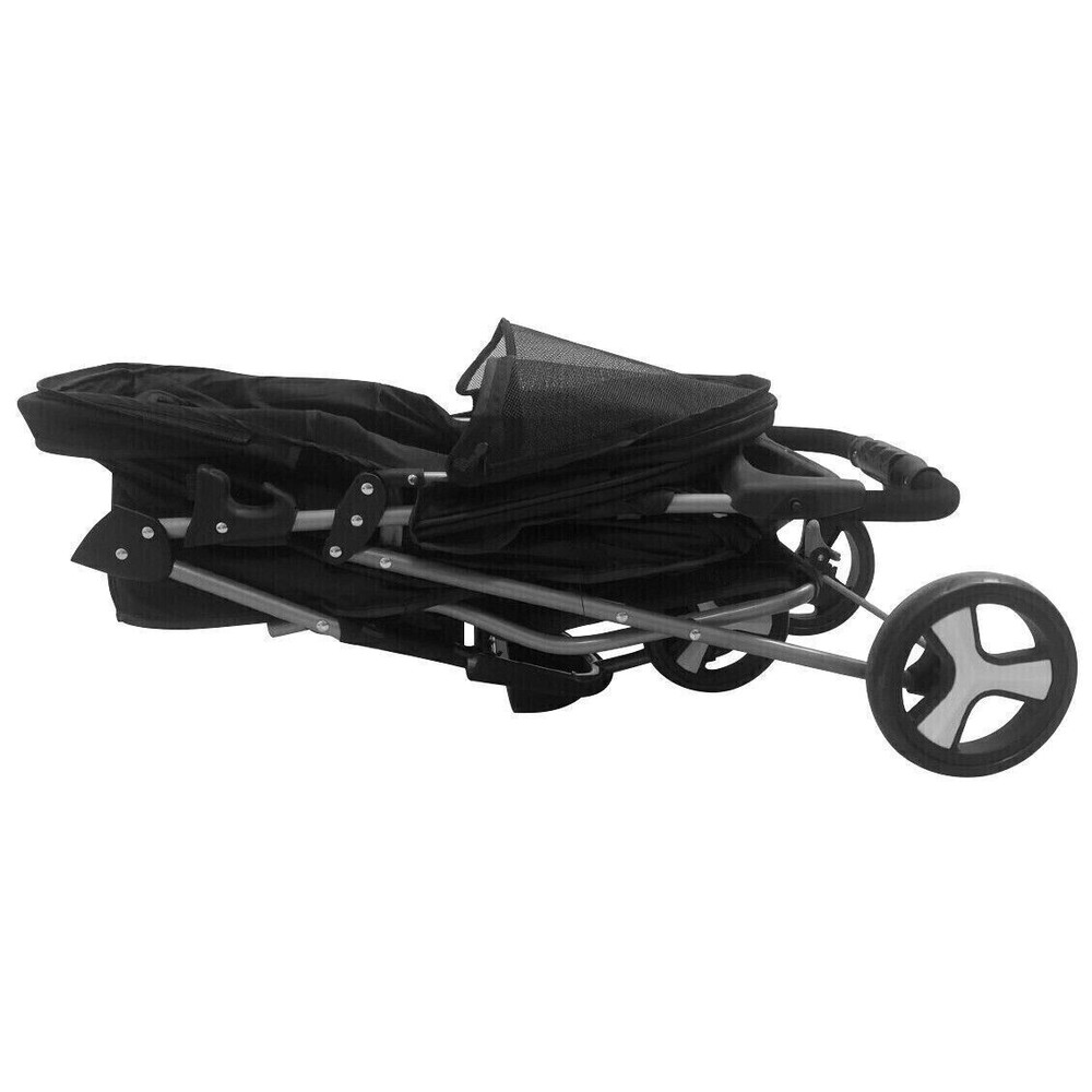 3/4-Wheels Folding Pet Stroller with Cup Holder, Mesh Window Portable Stroller