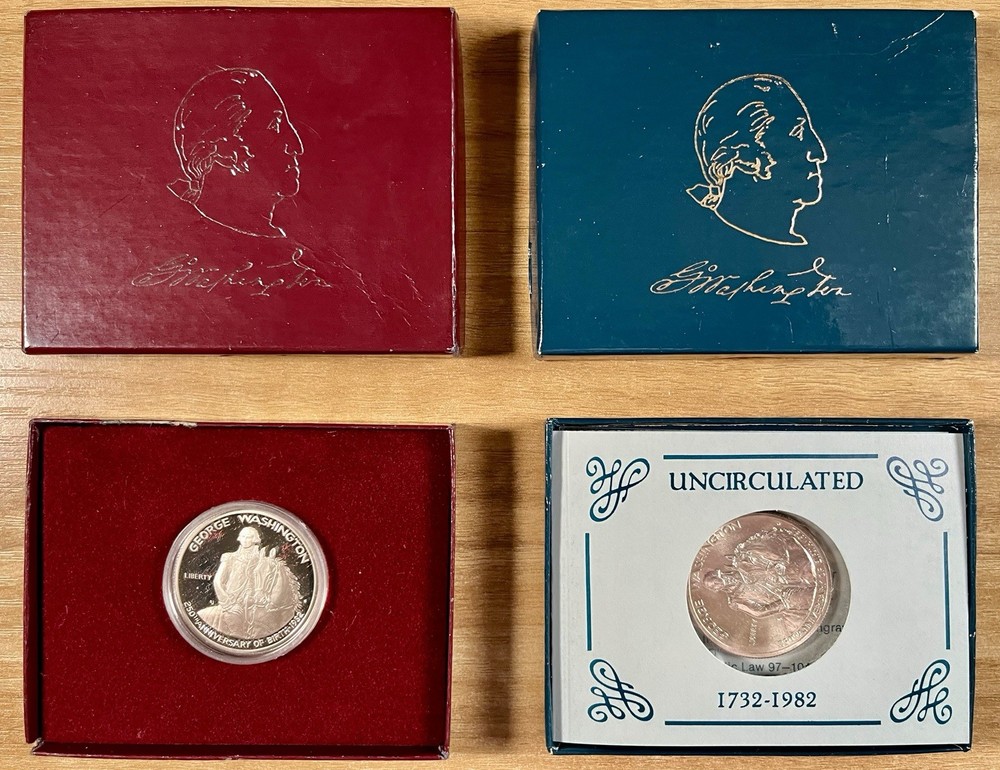 1982 George Washington Commemorative Silver Proof & Uncirculated Half Dollar Set