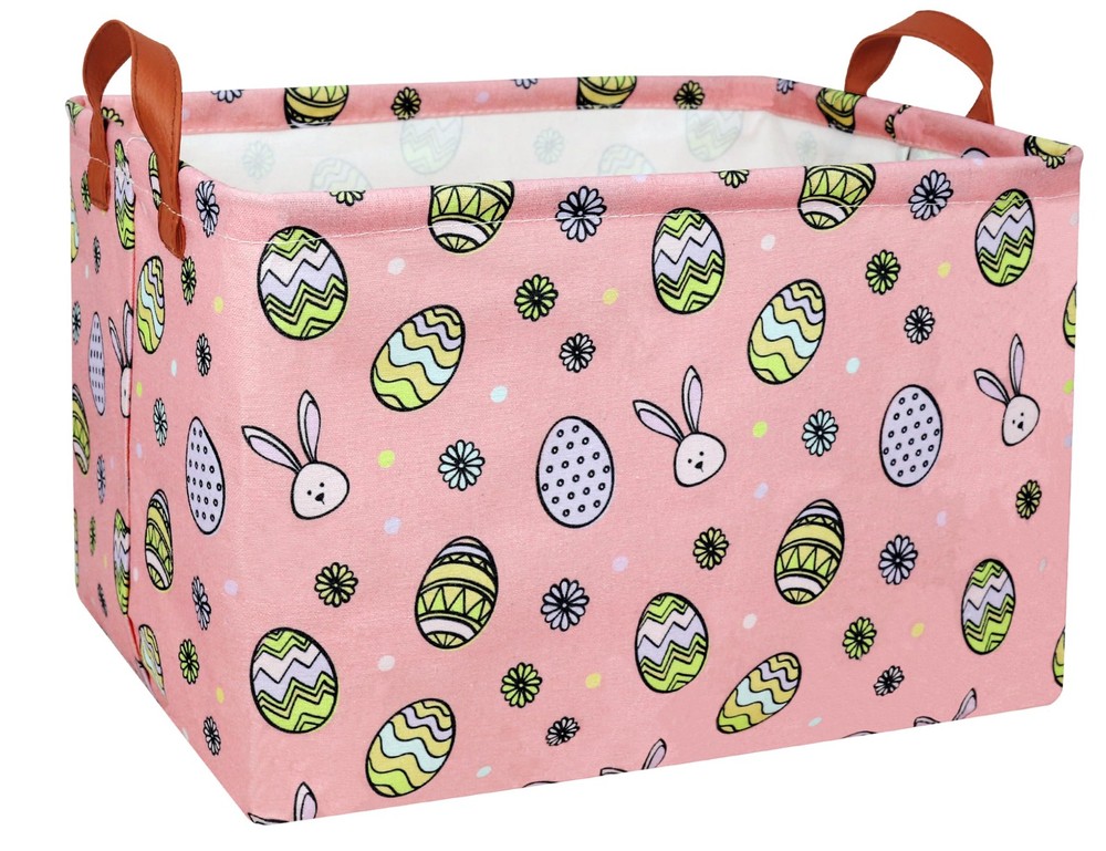 MYFLOCY Large Rectangular Easter Baskets Empty Waterproof Boy Toy Box Foldabl...